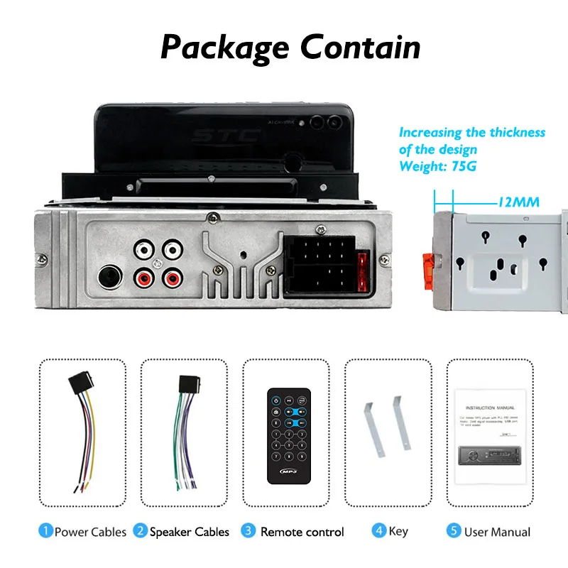 STC Digital BT FM Multimedia Player 1Din Car Radio Stereo Player Car MP3 Player with Phone Holder Sexy Video Mp3 Download
