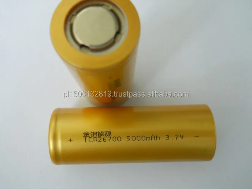 Largest Capacity 26700 3.7V 5000mAh ICR26700 Li-Ion Battery Cell for ...