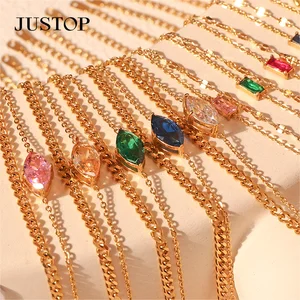 Bijoux 18K Gold-Plated Double Layer Stainless Steel Bracelet with Zircon Charm Crystal Bulk for Girls