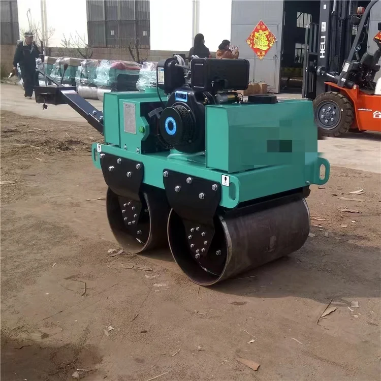 Portable Double Drum Vibratory Manual Roller Compactor Mini Walk-Behind Road Roller with Pump Motor Gear Core Components