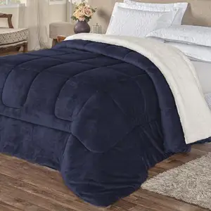 Wholesale Luxury New Fashion Breathable Soft CASTLEROCK Wool Like Reversible Sherpa Quilt for All Season