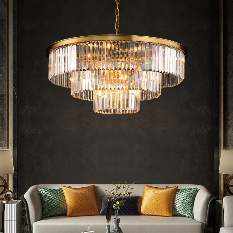 Роскошная медная Подвесная лампа в скандинавском стиле с простым дизайном для гостиной и спальни, Хрустальная люстра