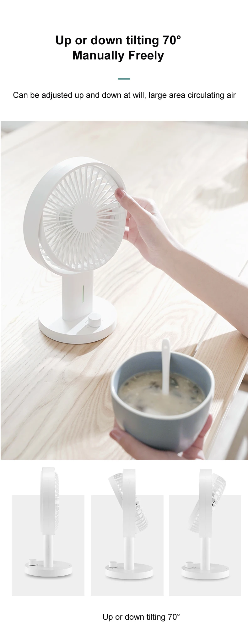 Control Mini Desktop Fan, 2000mAh, Portable, USB - detail 8