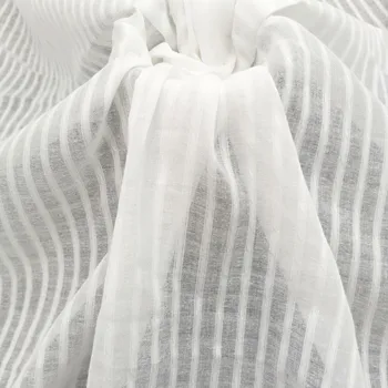 Summer Cotton Yarn Jacquard Fabric Vertical Stripe Thin Shirt Dress with Sun Protection for Women