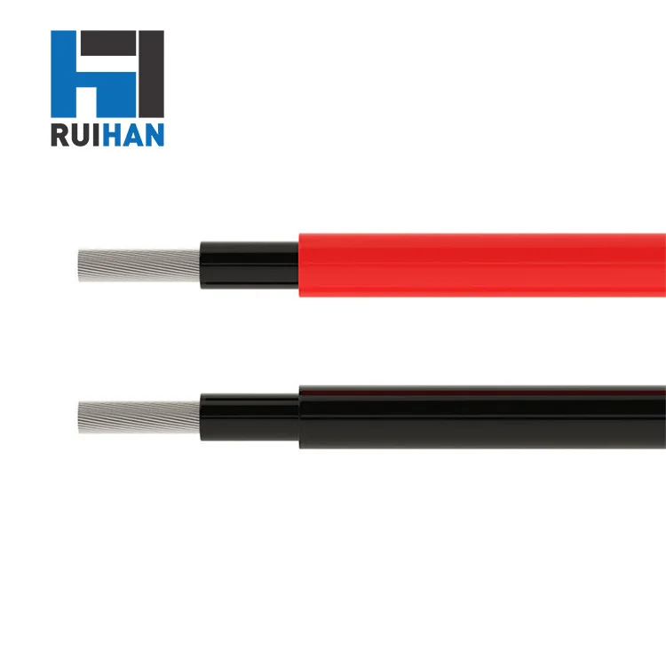 IEC60332-3 Solar Cable 10mm2 Solar Panel Cable Photovoltaic Wire Red and Black Tinned Copper