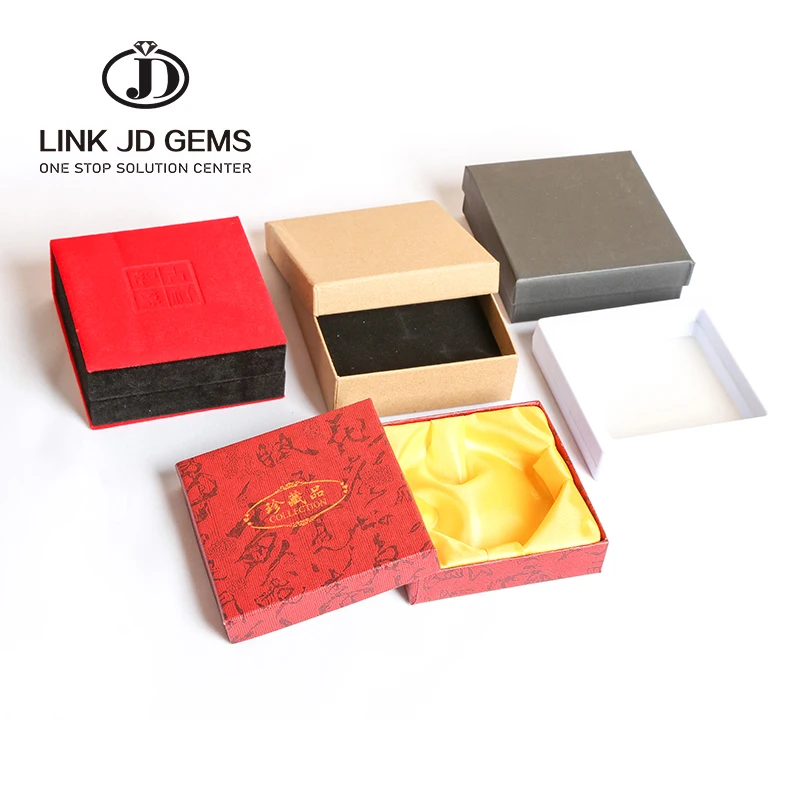 JD Wholesale Custom Logo Printing Red Flannel Ring Earring Necklace Jewelry Packaging Box Jewelry Gifts Carton Box