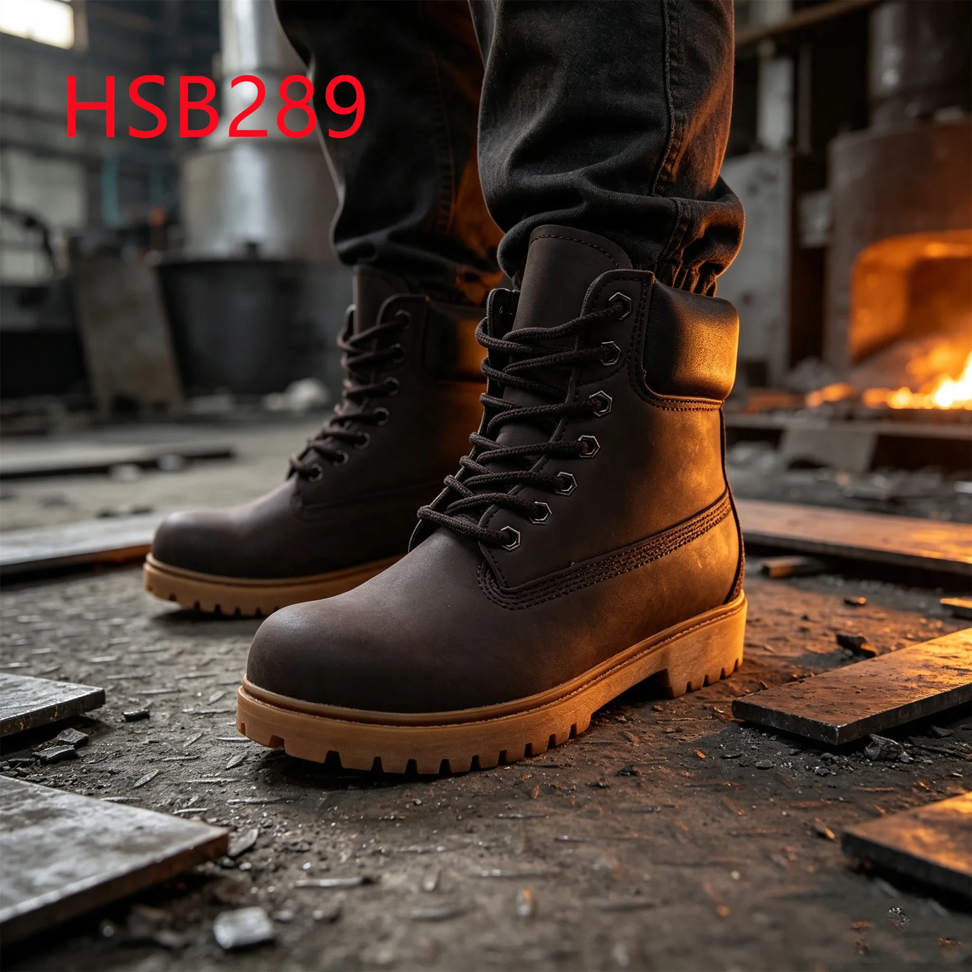 HY,Cargo Handling Oil Resistant Black/brown Hua Singh Work Boots Anti-puncture Men Leather Safety Shoes with Steel Toe HSB289