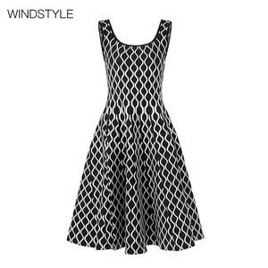 Custom Design Jacquard Dress High Waist Knee-Length Skirt Square Collar Pleated Breathable Fashion for Daily