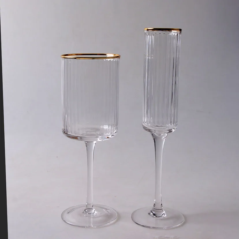 Gold Edge clear Ripple champagne Wine Glass