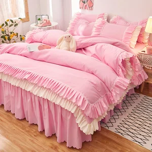Factory Wholesale the Lowest Price European  Bed Skirt Four Piece SetWarm Keeping Bedsheet Set