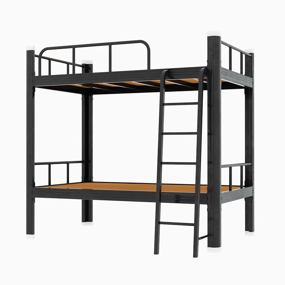 Customized Modern Design Double Bed College Dormitory Combination Bed with Iron Frame Floor Ladder for School or Apartment Use