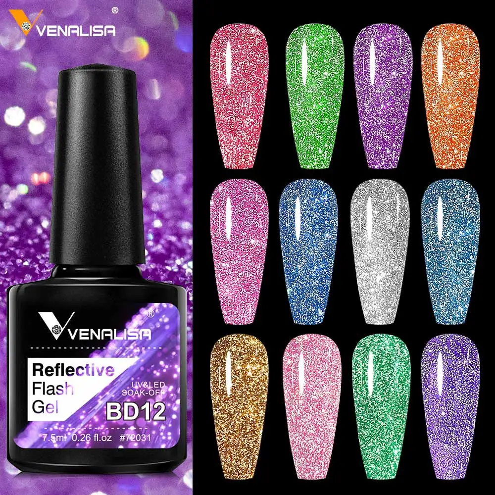 Venalisa Flash Shining Gel 7.5ml Neon Glitter Uv Gel Nail Polish ...