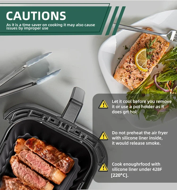 Non-Stick Silicone Air Fryer Tray, Multi-Compartment Baking Pan for Egg Tarts Fried Food, Oil-Proof Reusable Air Fryer Accessory details