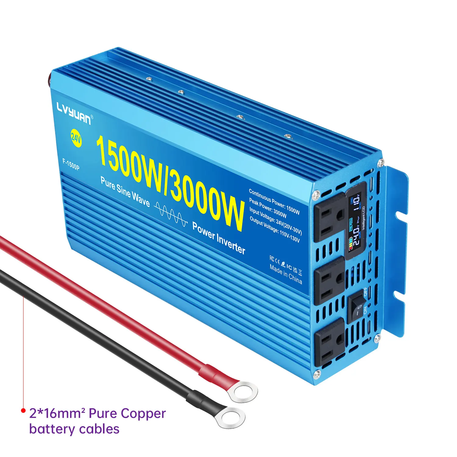 Lvyuan ピュアサイン波インバーター 1500W/3000W 12V 24V 48V 72V 変換器