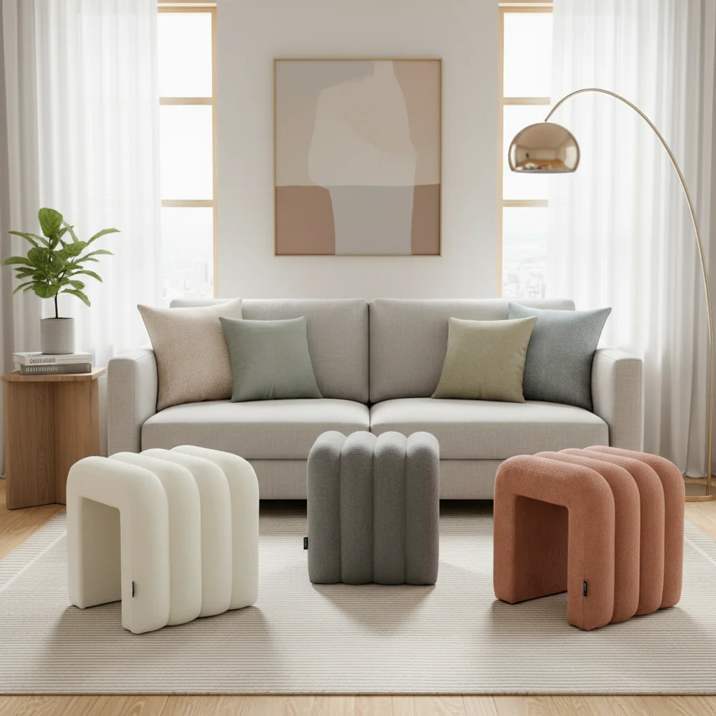 Modern Eco-Friendly Handmade Fabric Ottoman for Living Room Bedroom Apartment Furniture Sofa Corner Stool Footrest Dressing