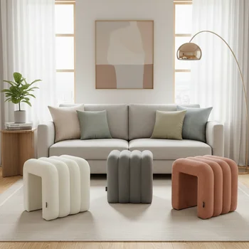 Modern Eco-Friendly Handmade Fabric Ottoman for Living Room Bedroom Apartment Furniture Sofa Corner Stool Footrest Dressing