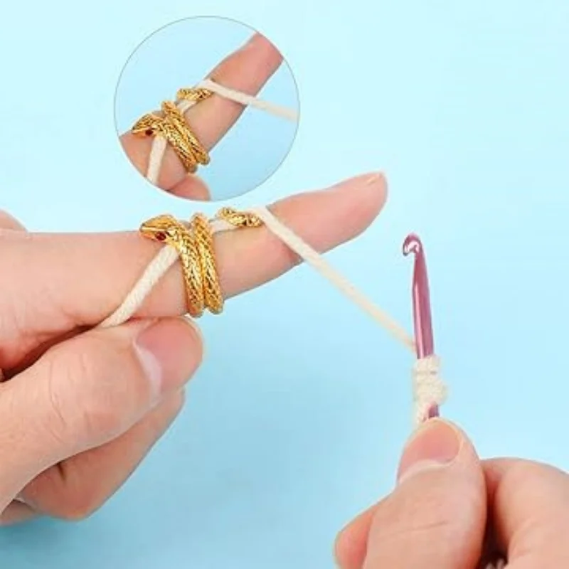 3Pcs Adjustable Knitting Loop Rings - Goldfish Open Finger Rings For Crochet & Yarn Crafting