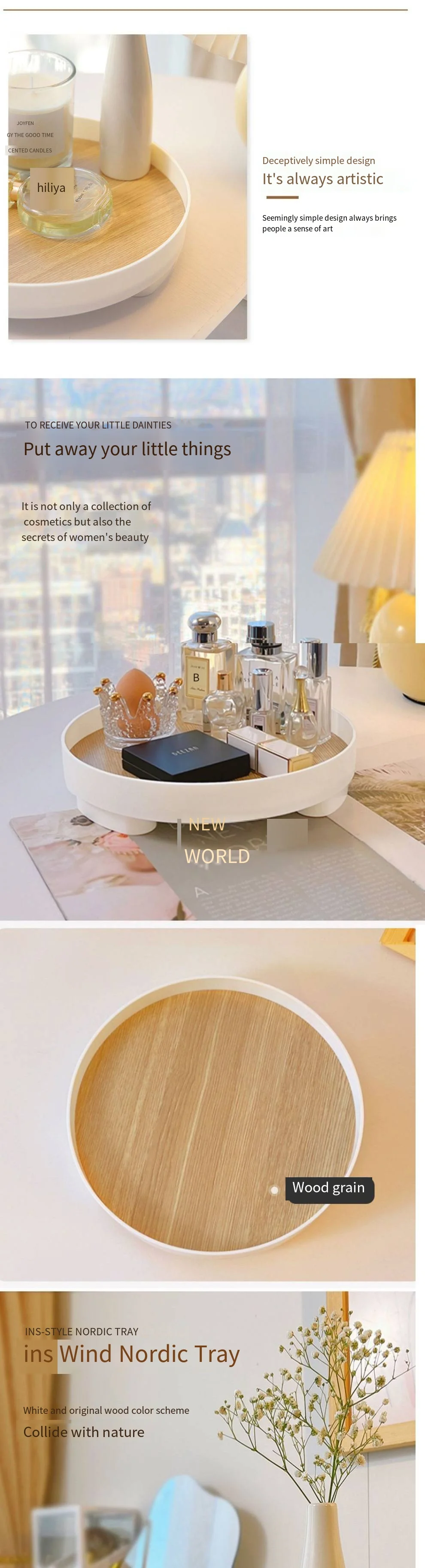 Rotating tray desktop clutter storage box wind Aromatherapy dressing table Cosmetics storage box porch key storage tray details