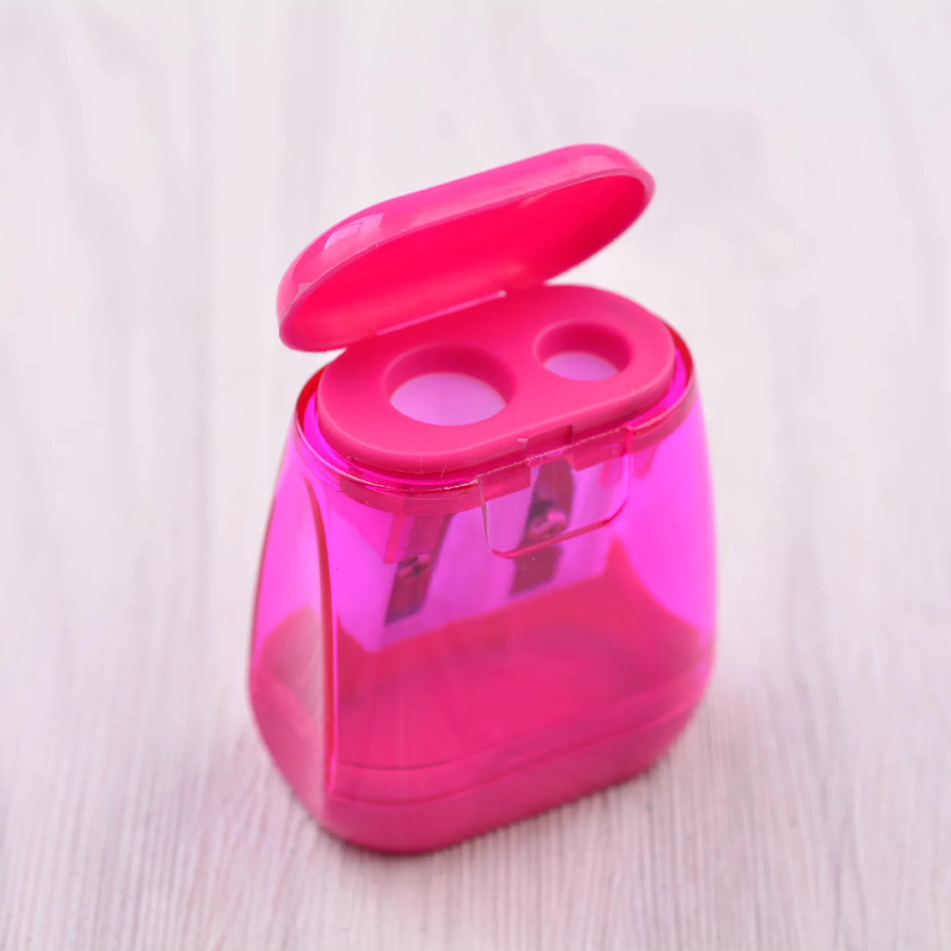 Creative office stationery custom logo two holes plastic pencil sharpener