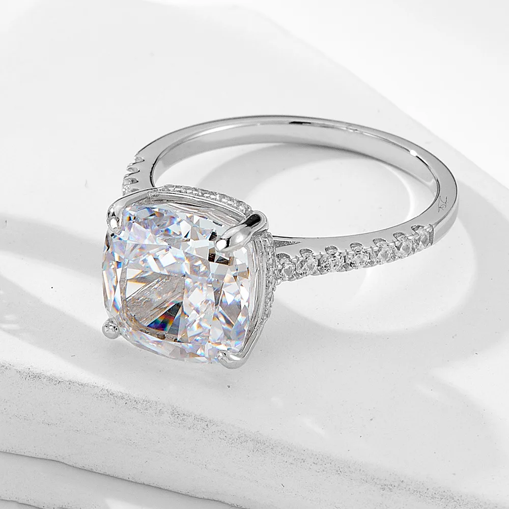 925 Sterling Silver Lab Diamond Wedding Ring Combination Ring 10*10 Ice Flower Cut Simulation Diamond