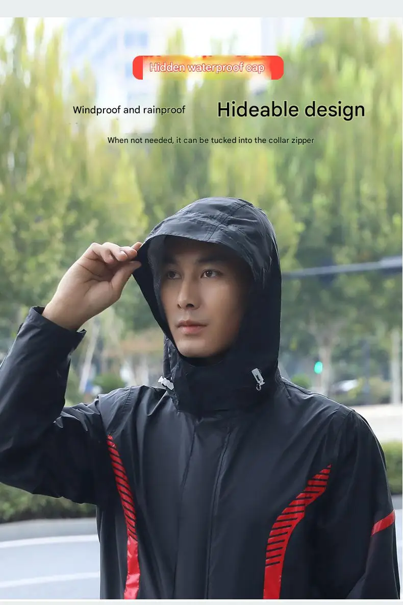 Modern Eco-Friendly Reflective Striped Motorcycle Raincoat Popular Waterproof Design for Outdoor Tours and Campers