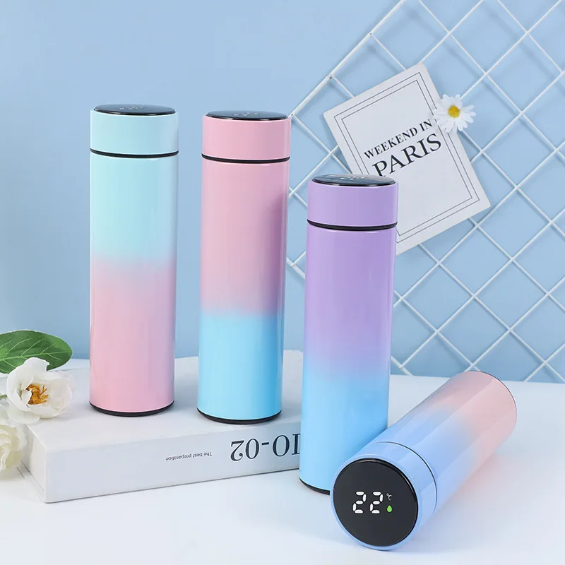 Smart Water Bottle, Double Walled 500ml Vacuum Insulated Water Bottle Low  Energy Consumption For Travel Light Blue Gradient 