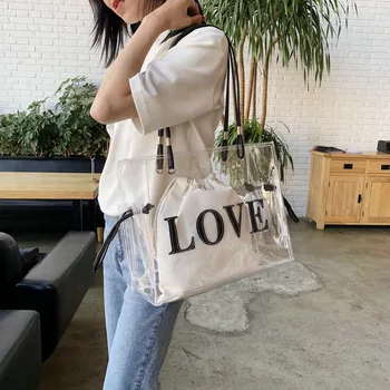 Wholesale 2022 summer large size plastic shoulder shopping bag