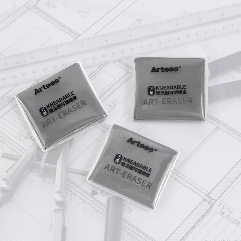 Серый пластик разминаемый резиновый высокий легкий художественный ластик для