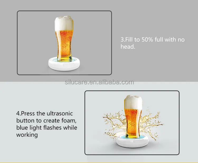 Glass Cup Handheld Beer Foam Maker Machine Useful for for Cold Beer Rechargeable Portable Beer Foamer Ultrasonic Drink Frother for Beer 