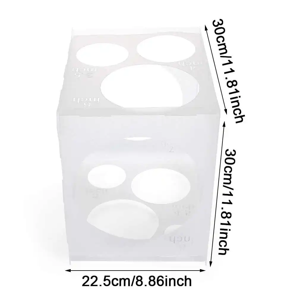 11 Holes Collapsible Plastic Balloon Sizer Cube Box Balloon Measurement  Tool for for Birthday Wedding Party Balloon Decorations, 2-10 Inch (1 Piece)