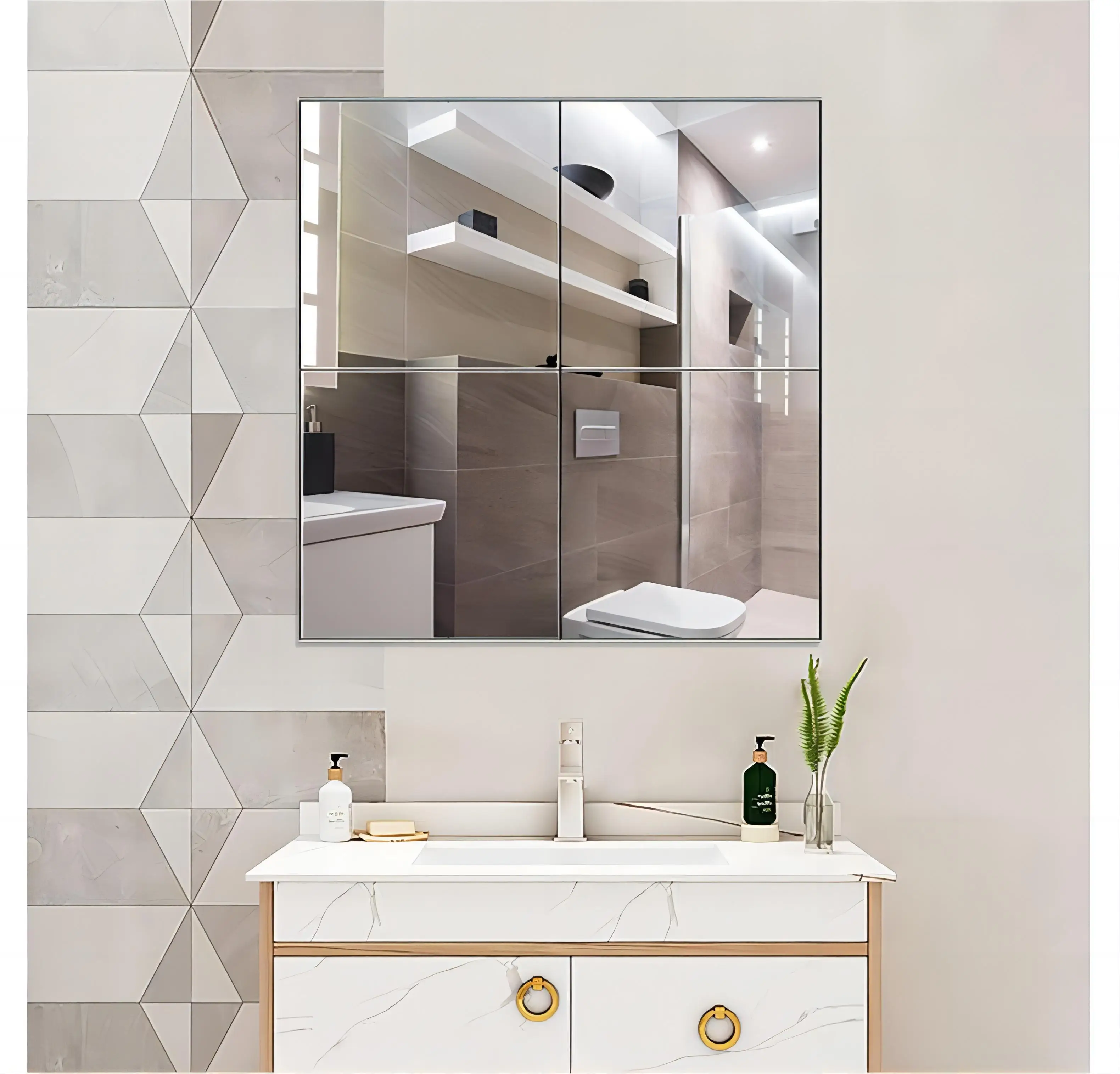 product hot selling square self adhesive personalizzato sticker mirror glass frameless sticky wall mirror decorative splicing mirror173-3