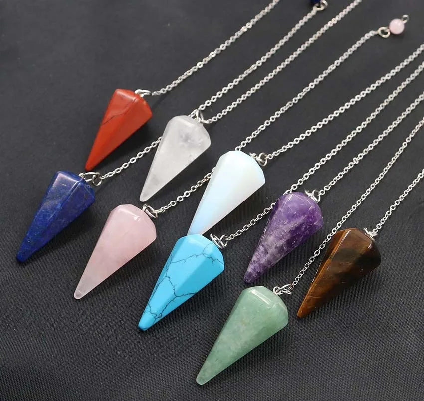 Wholesale Gemstone Crystal Pendulum Healing Chakra Dowsing Pendant