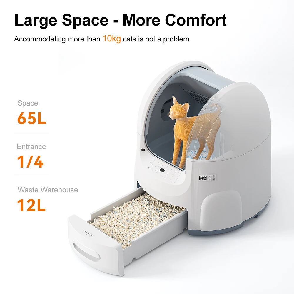 Smart Quick Self Cleaning Big Cat Toilet Automatic APP Remote Control Auto Cat Litter Box