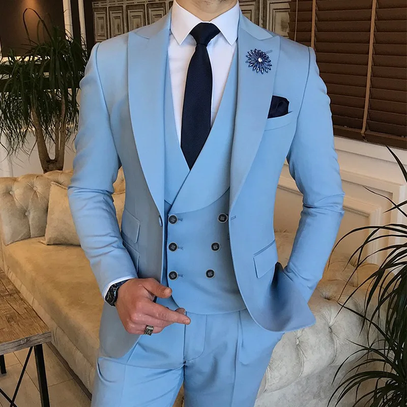 Custom Design High Quality Men Suits 3 Pieces Blazer Vest Pants Set