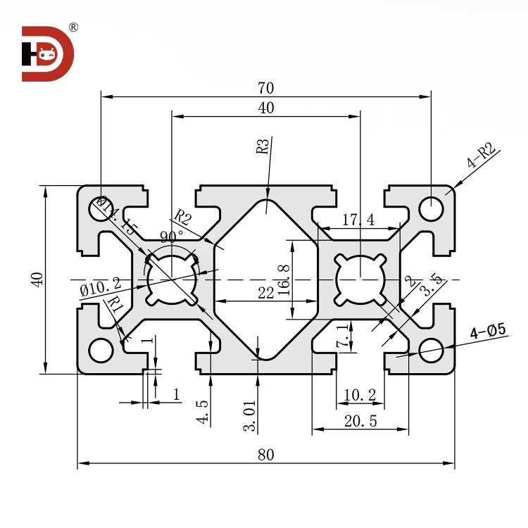 product 4080 heavy duty extruded aluminum profile assembly line automation equipment framework 4080 industrial aluminum alloy type-3