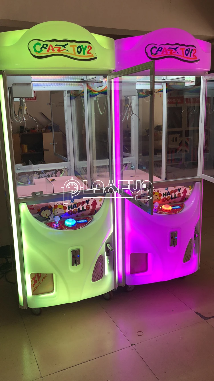 Playfunホットセール商業遊園地トークンビルコイン式チャイルドクレイジーおもちゃ2クレーンクロー自動販売ギフトゲーム機