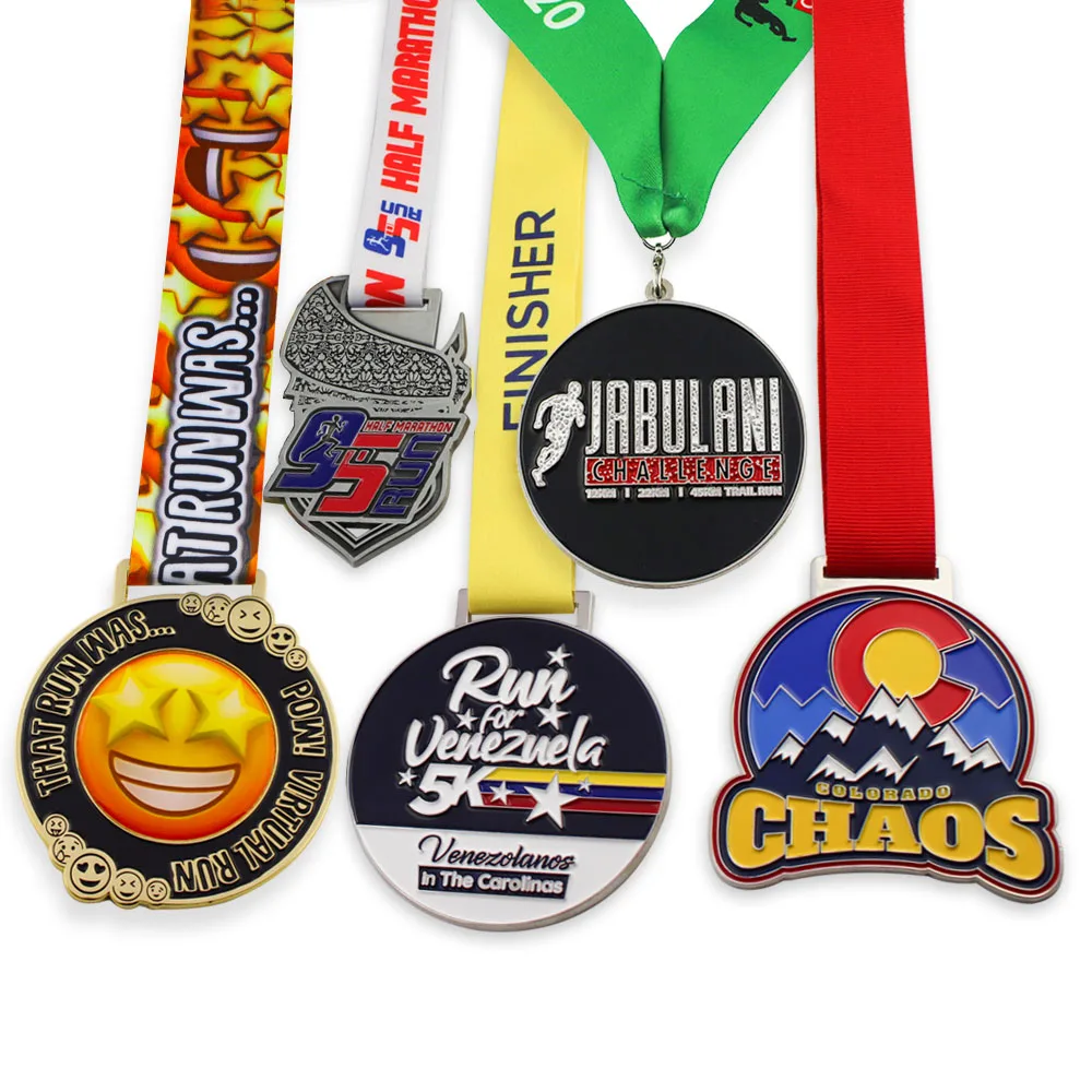 manufacturers design custom color half marathon 5k 10k 21k fun run runner race finisher sports metal award gold medal