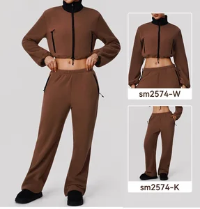 Fall Woman Outfits Gym Fitness Workout Sets Fitness Clothing Yoga Zip Up Jacket And Pants Joggers Women 2 Piece Tracksuit Set