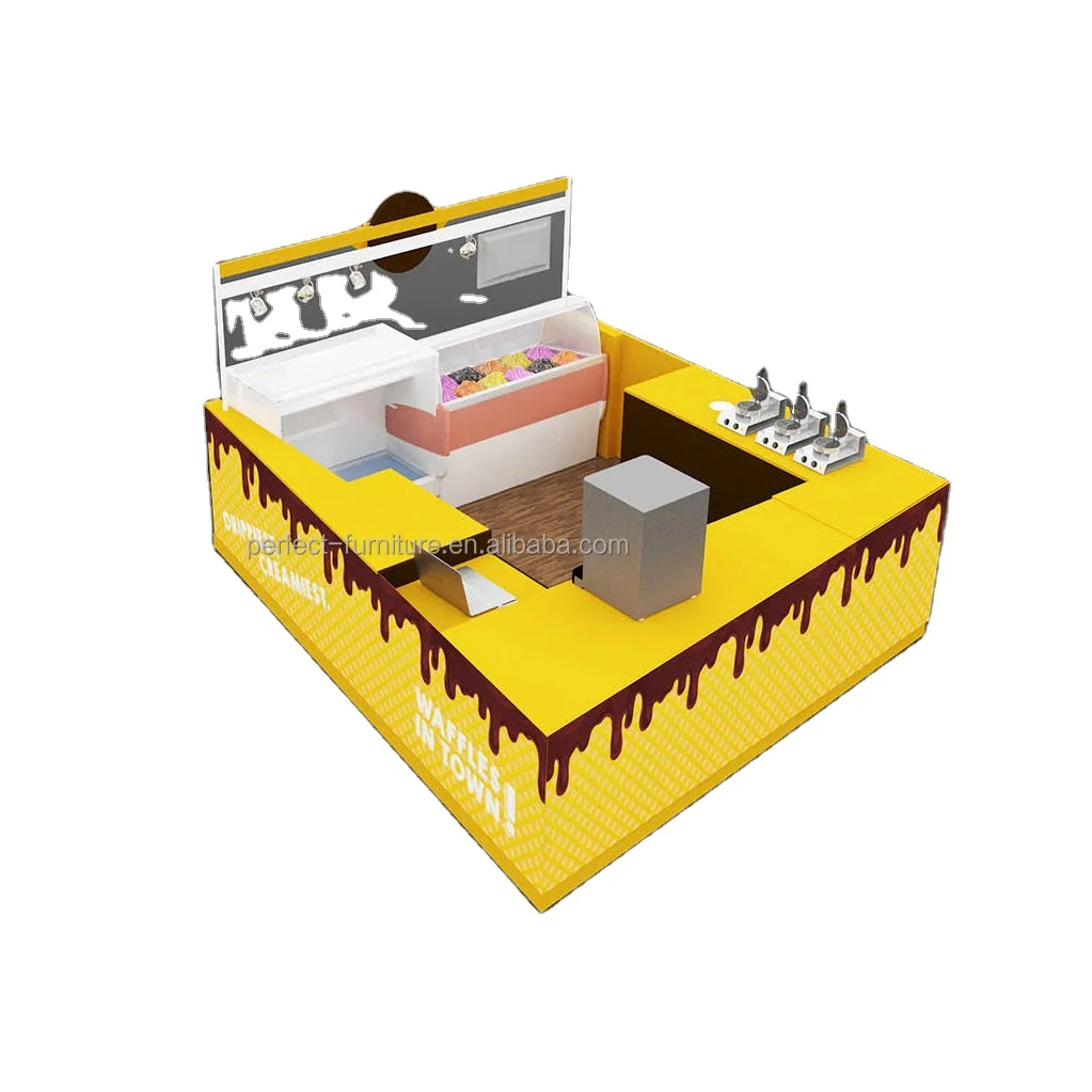 Customized Waffles Kiosk Design Custom Crepe Food Retail Booth