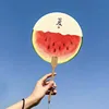Abanico redondo de verano con diseño de sandía [1 unidad] doble cara con el mismo patrón.