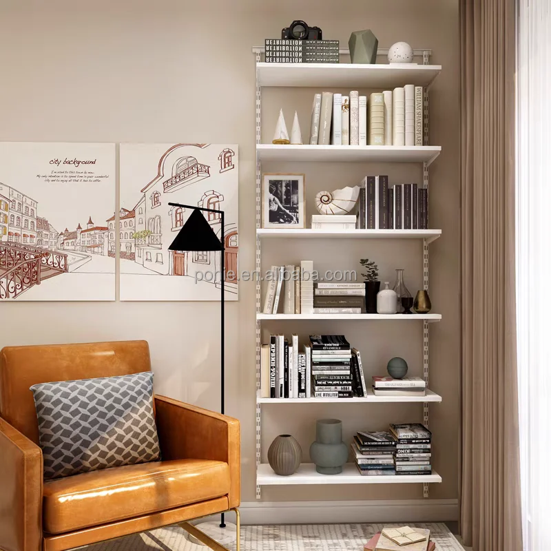 1.8M Large Minimalist Design Bookshelf with Desk Drawers Wall Mounted Furniture for Living Room Bedroom School Warehouse