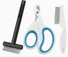 peigne noir à boucle ouverte, coupe-ongles bleu à un trou, peigne anti-puces