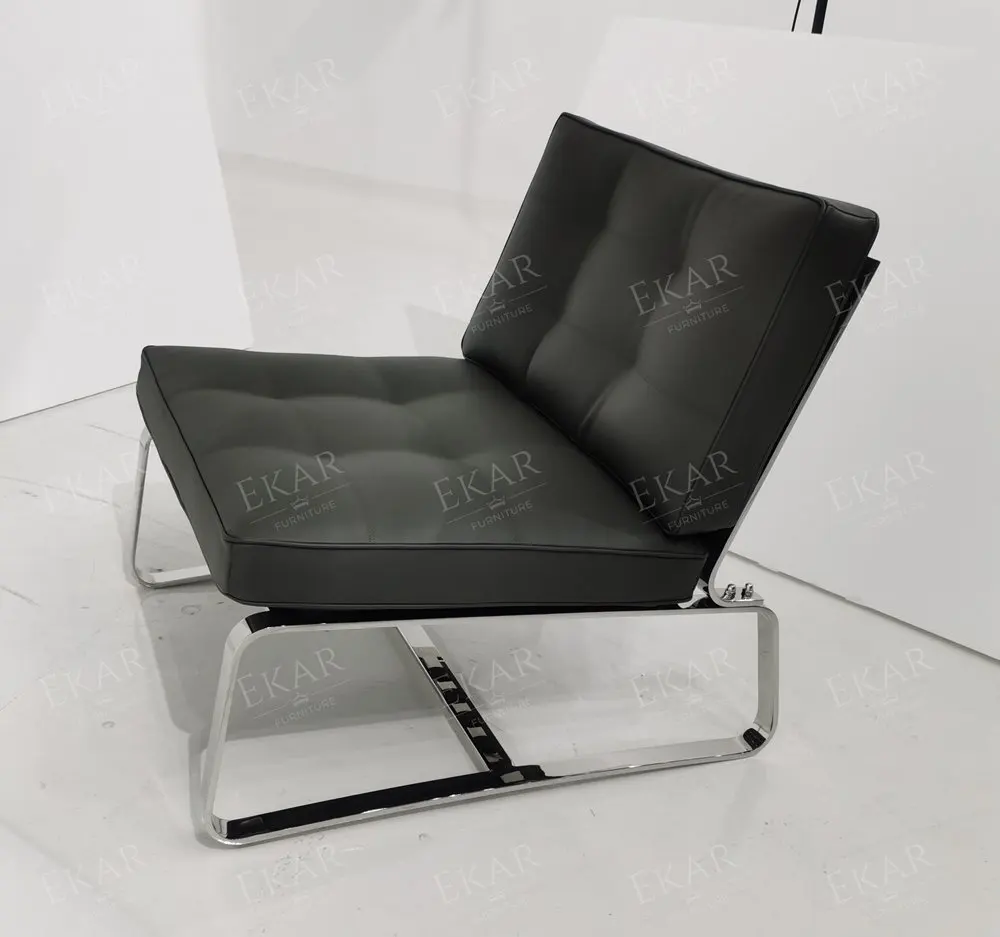 product glossy solid steel frame lounge chair with saddle leather cushion and back support structure-66