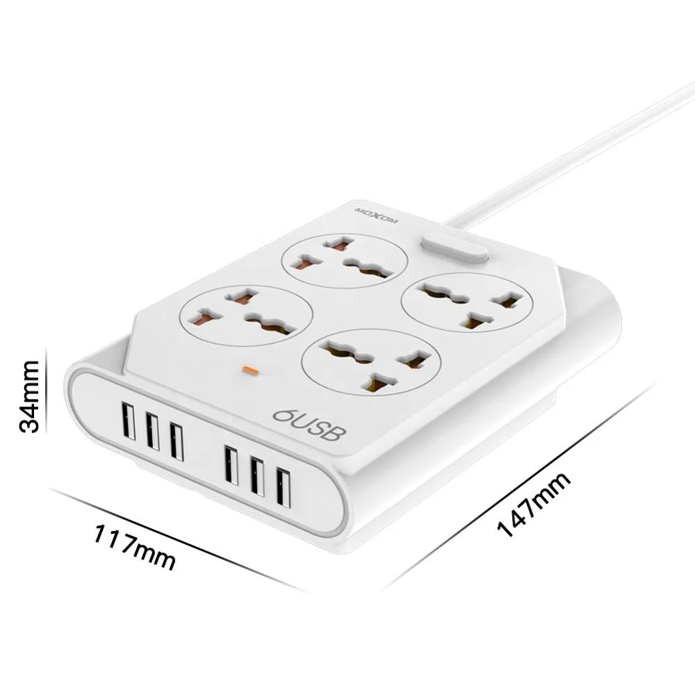 
 Оптовая продажа, черный, белый, 6 USB-разъемов, 4 удлинителя с usb-портами, электрическая розетка 1,5 м от MOXOM  