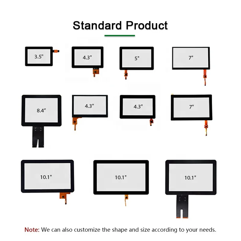 Small Size Custom 1.44 2.8 3.5 4.3 5 7 10.1 Inch Multi Touch Capacitive Touch Screen Panel Overlays With Focaltech Goodix ILITEK
