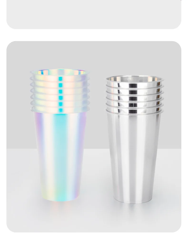 Rainbow Laser PP Injection Cup, Boba Tea Take Away cups with lid, Fashion Juice Cups 500ML 320ML factory