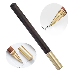 Promotional Bulk New OEM Redwood Brass Parts Gel Ink Pen Gift with Custom Personal Logo Printing for Business Signature