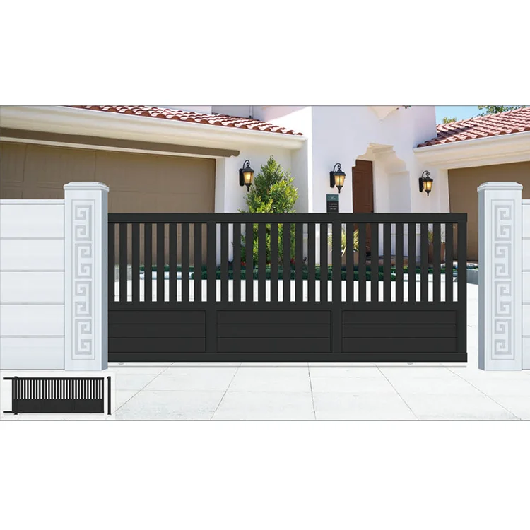 Nigeria Style Simple Automatic Sliding Modern Aluminum Alloy Main Gate Design for Hotel