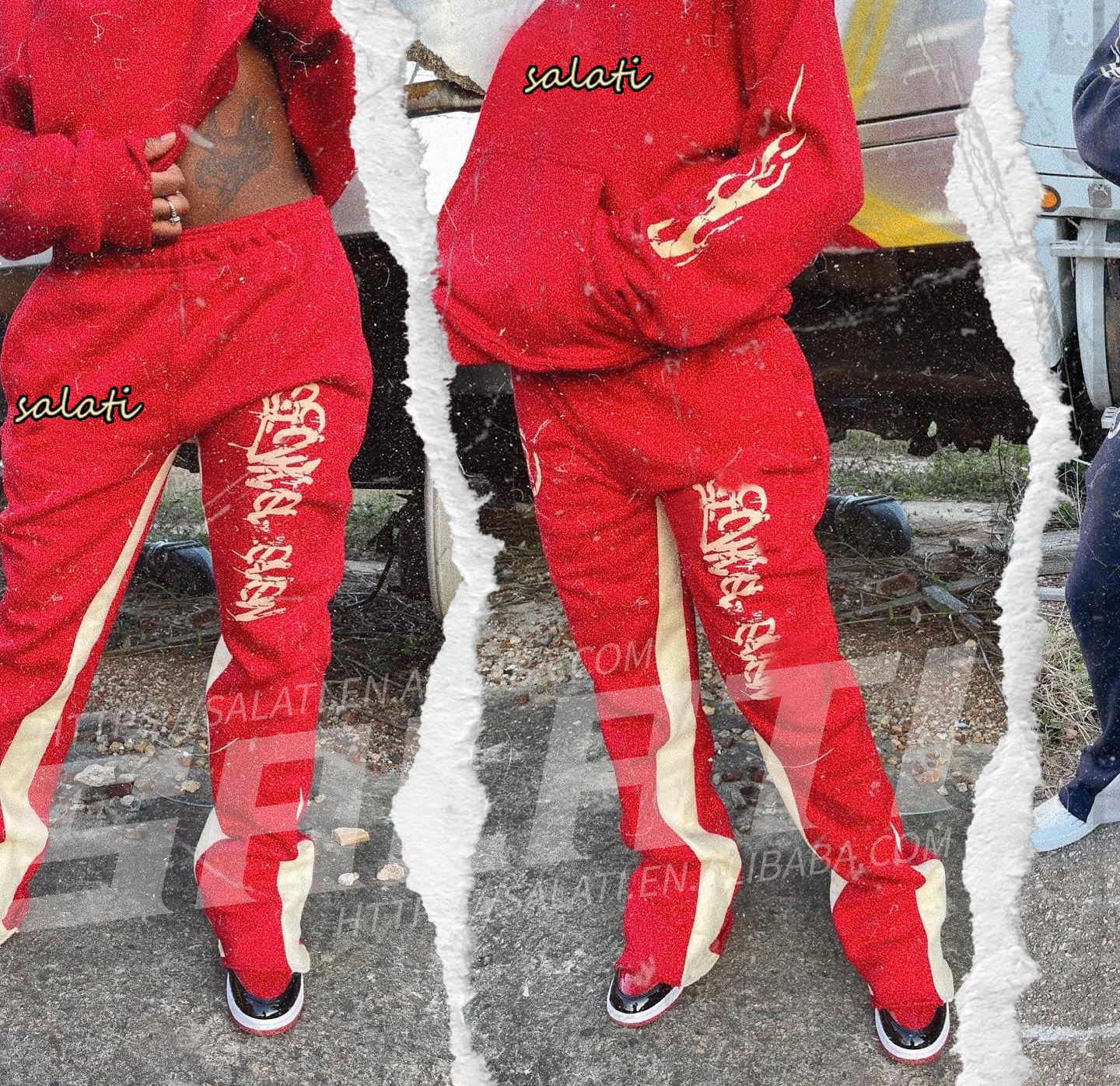 Salati Custom Essentials Manufacturer Track Jogger Flared Sweat Pants 100% Cotton 500 GSM Oversized Baggy Sweatpants for Men gallery 2
