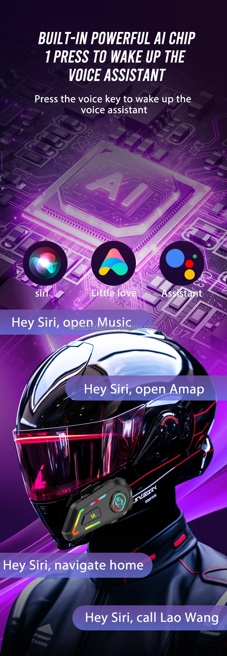 product tiypeor wireless earbuds with mic rgb light handsfree headset voice assistant intercom waterproof motorcycle helmet headphones-8